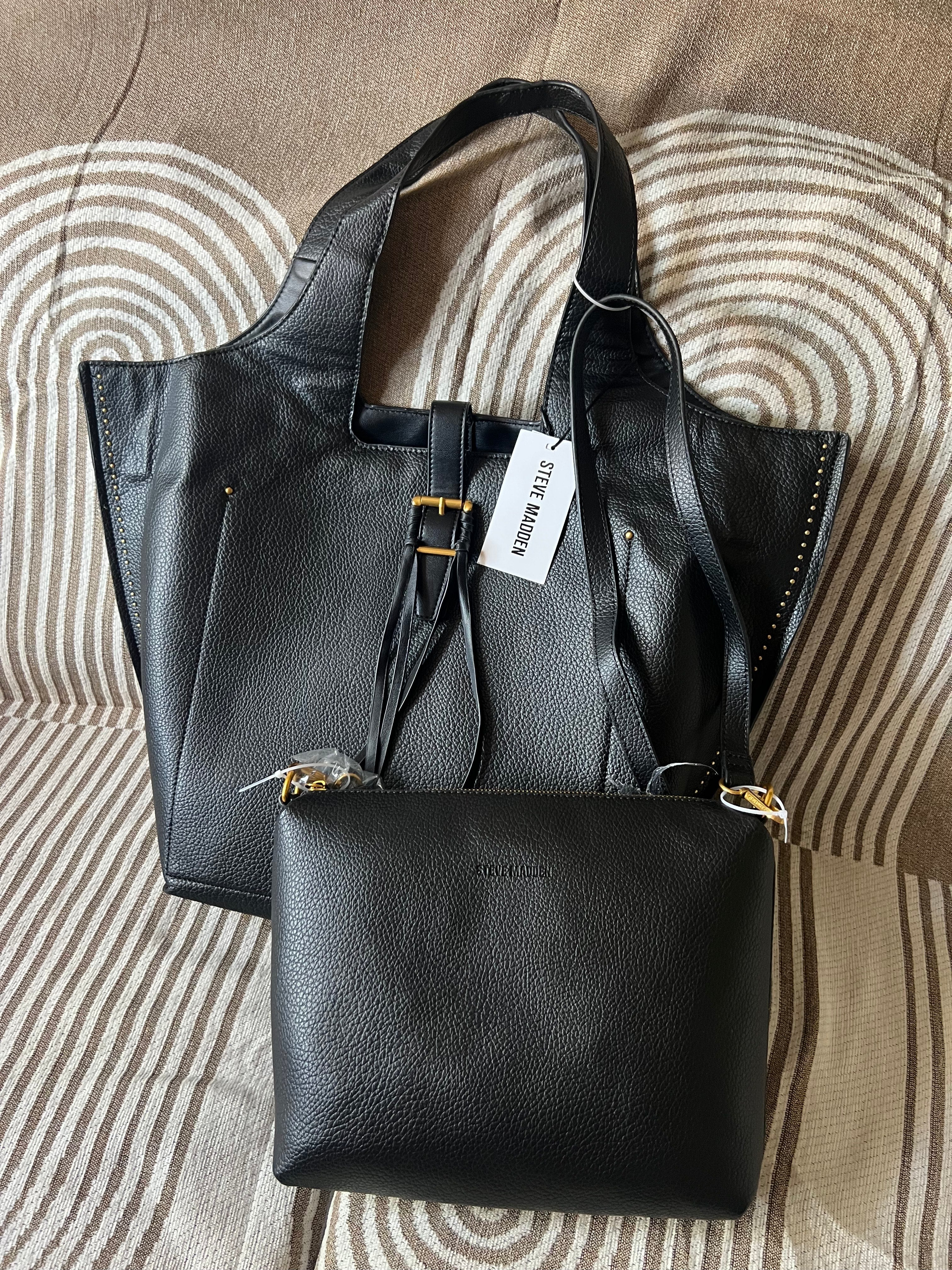Tote bag Steven Madden + Crossbody bag tono negro